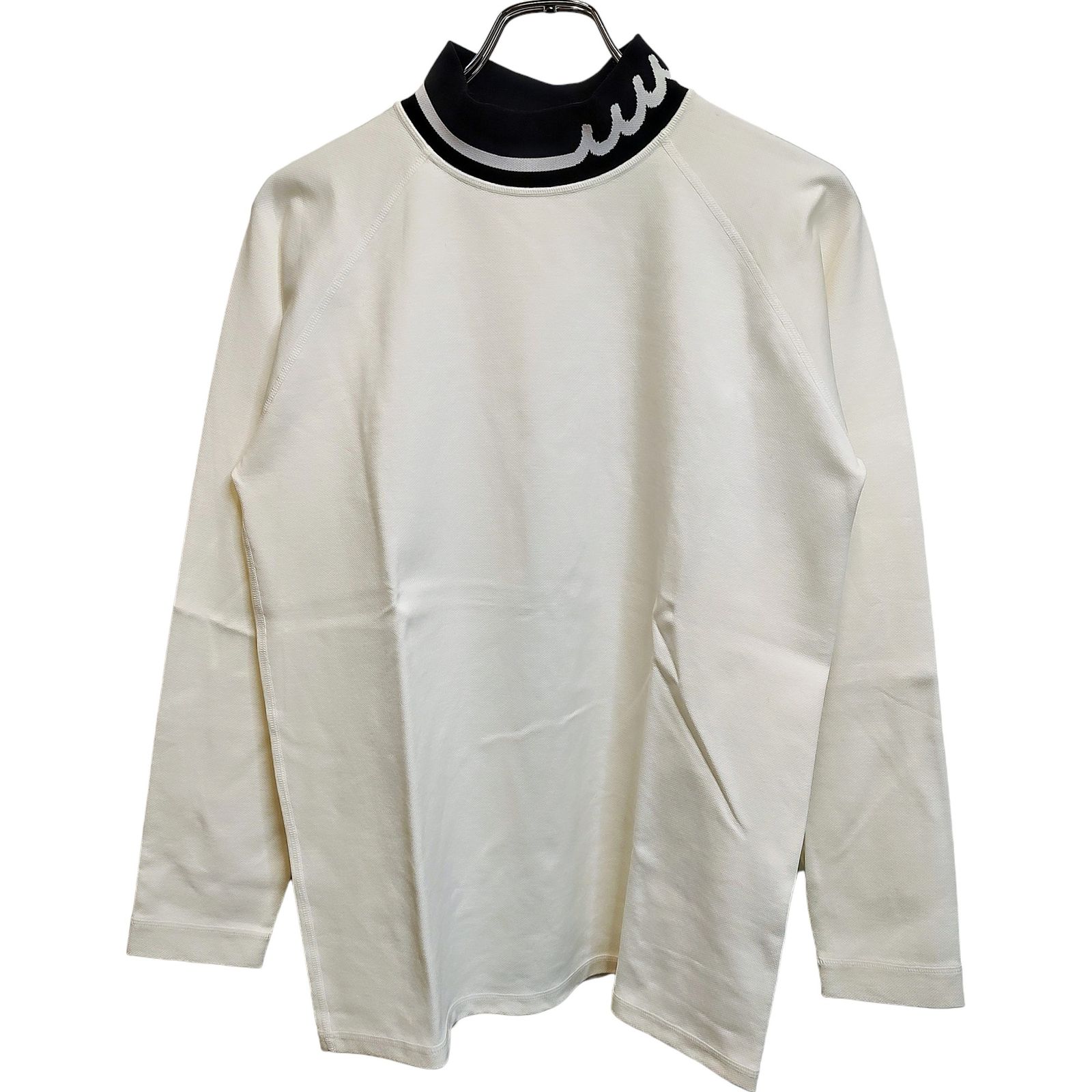 muta MARINE GOLF ムータ マリン ゴルフ ライトハイテンション リブ 長袖 モックネック Tシャツ YMMX-220705 5 ホワイト/ブラック メンズ