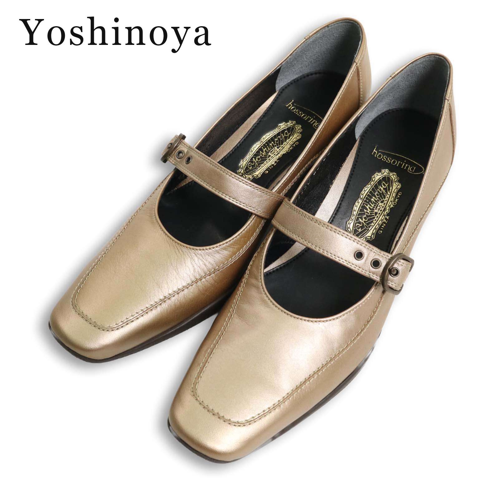 Yoshinoya Ginza Hossorina Hossorina Hossolina Year-Round Strap Pumps Made in Japan Sz.23 Womens Gold