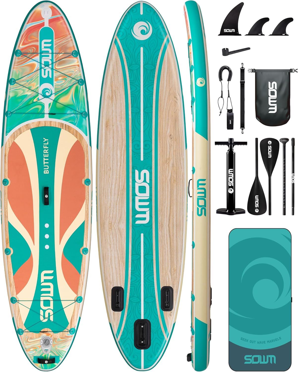 SOWM スタンドアップパドルボード 11ft 34インチ 幅広 デッキ ヨガ フィッシング 大人 ティーン マリンスポーツ 海 湖 19,117円