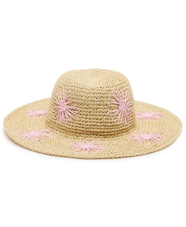 スティーブ マデン レディース アクセサリー 帽子 フラワー柄 刺繍 フラワー Steve Madden Floral Embroidered Straw Hat Pink ピンク
