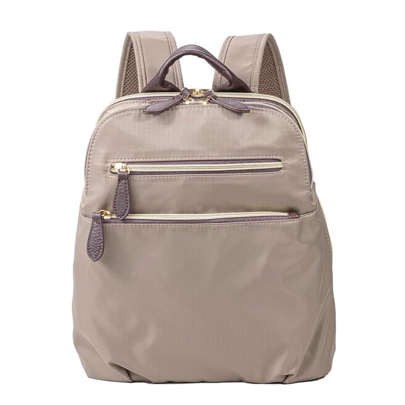 【新品】 [QUAY] リュックサック レディース 軽量 はっ水 ナイロンリュック 本革 レディースリュック 小さめ コンパクト 通勤 99373-GRG 0