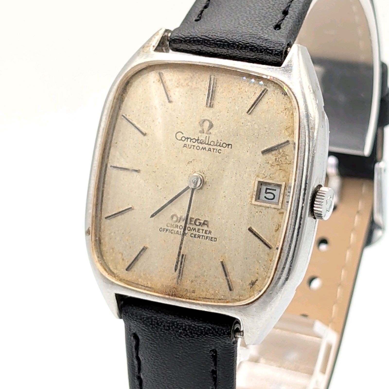 OMEGA Seamaster Watch Quartz Men's Square Silver Silver dial Date Y2K 稼働品 オメガ シーマスター 時計 クオーツ メンズ スクエア シルバー シルバー文字盤 デイト ヴィンテージ 不動品