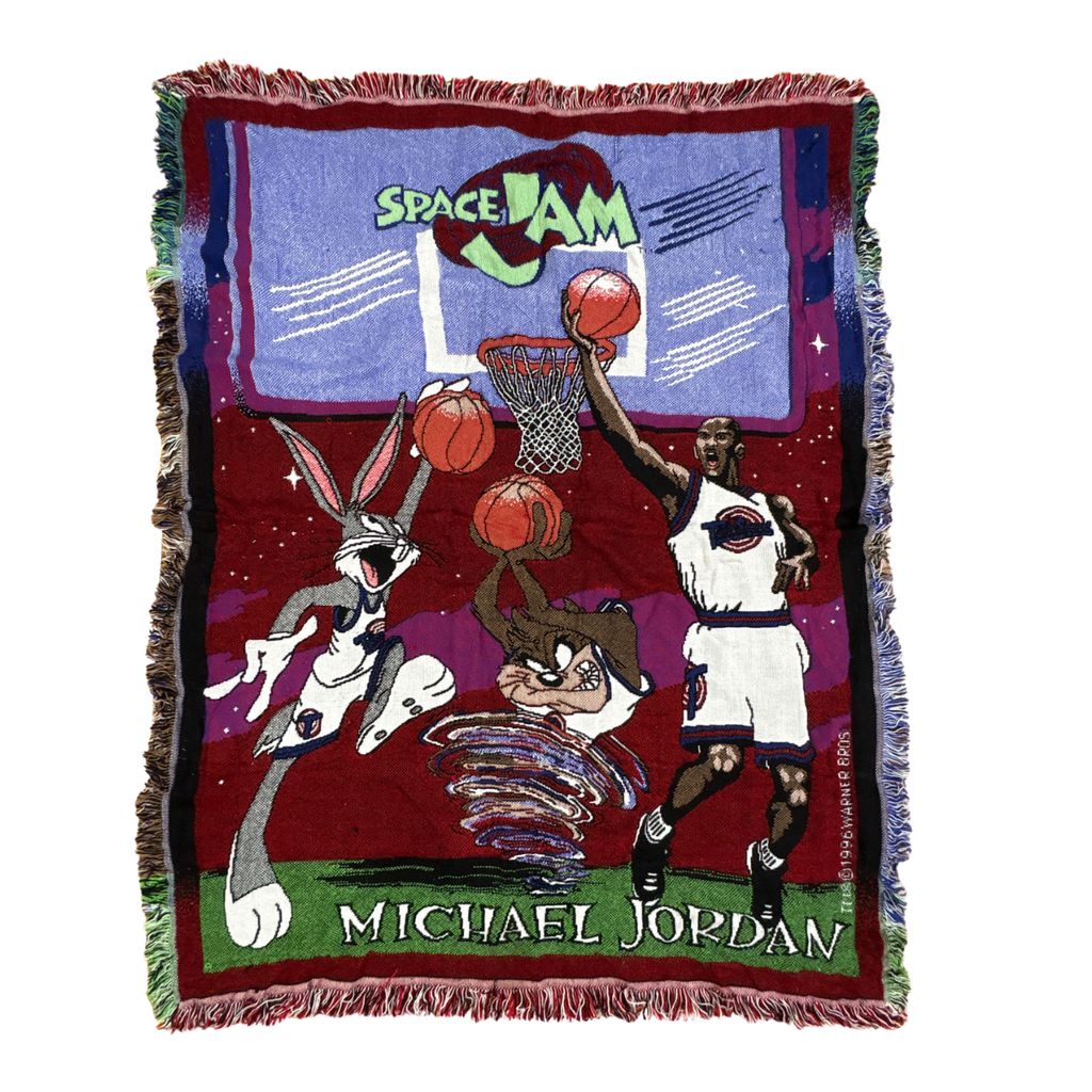 vintageラグ ブランケット マルチカバー タペストリー 90s ルーニーテューンズ マイケルジョーダン Rug Blanket Space Jam4043