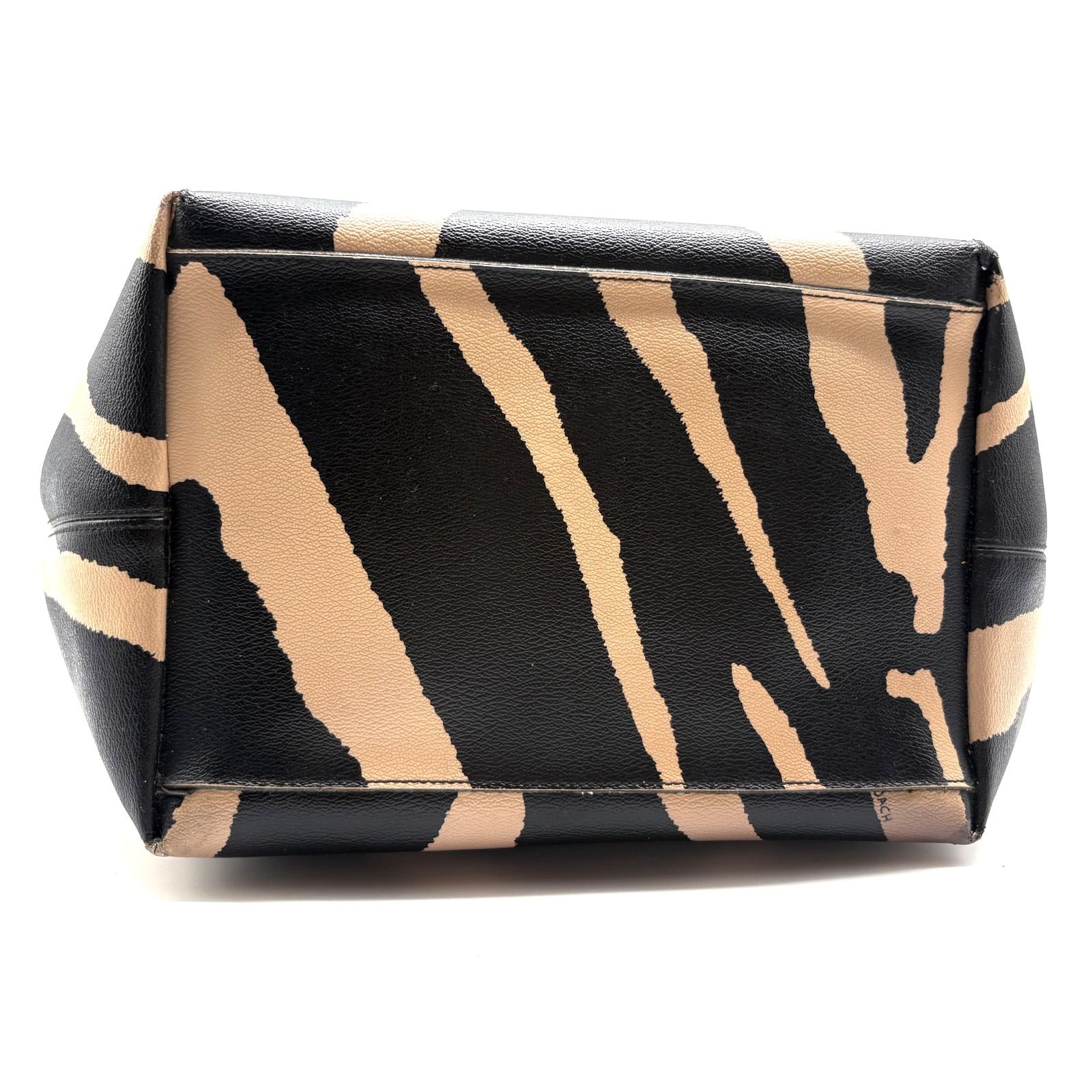 COACH y2k Zebra Print Taxi Zip Tote Bag Charm F34654 コーチ ゼブラ