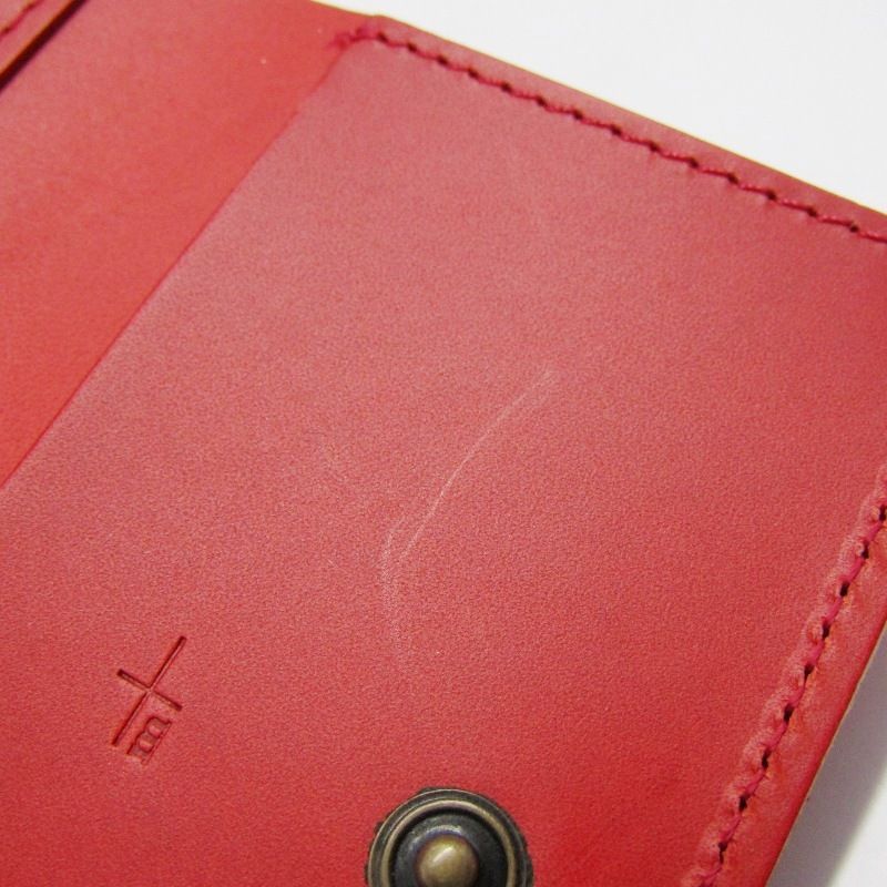 美品 m+ エムピウ ミニ財布 straccio リスシオ ブッテーロ ストラッチョ 三つ折り レッド 61006070 美品 m+ エムピウ ミニ財布 straccio リスシオ ブッテーロ