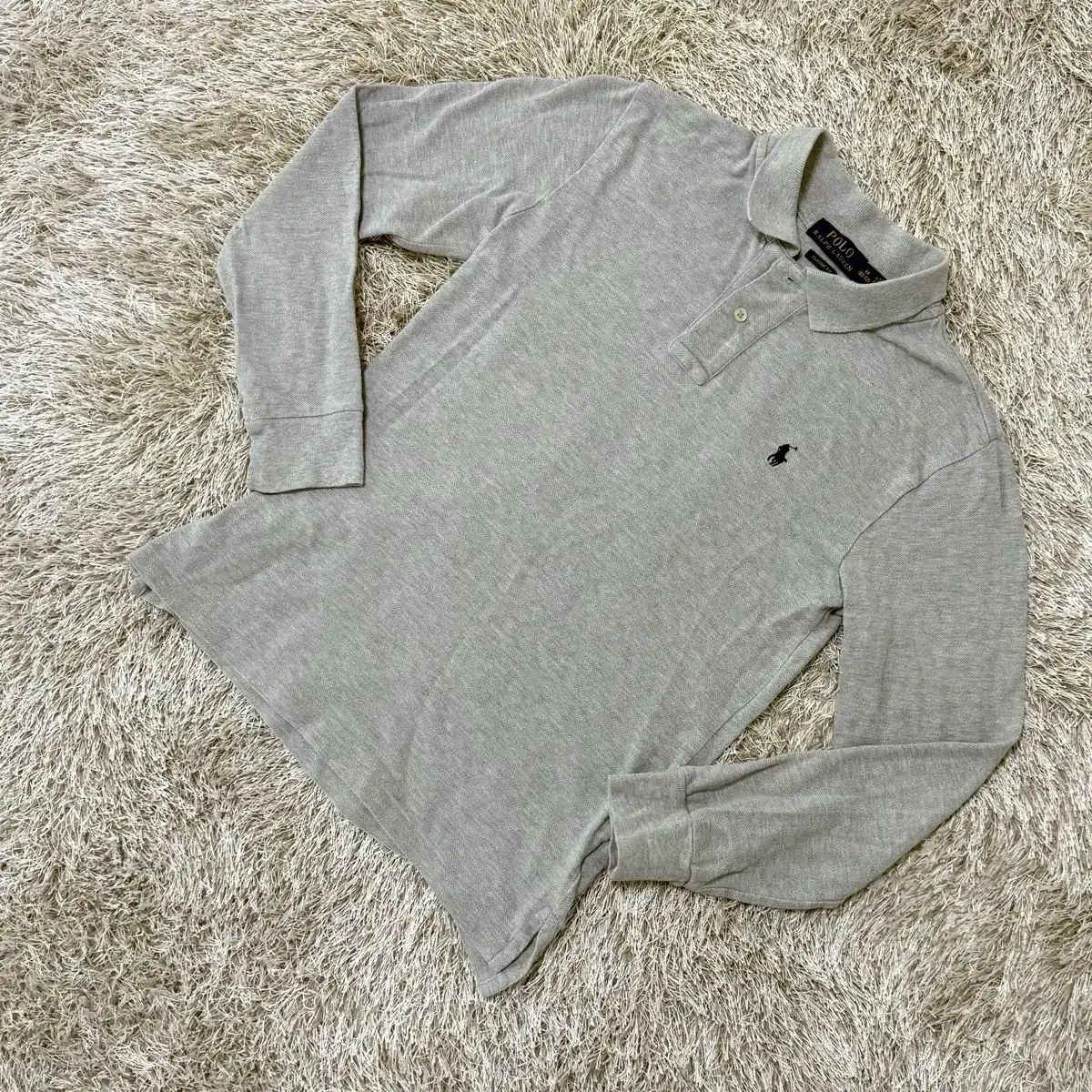 ポロ 長袖 カラーTシャツ メランジ グレー