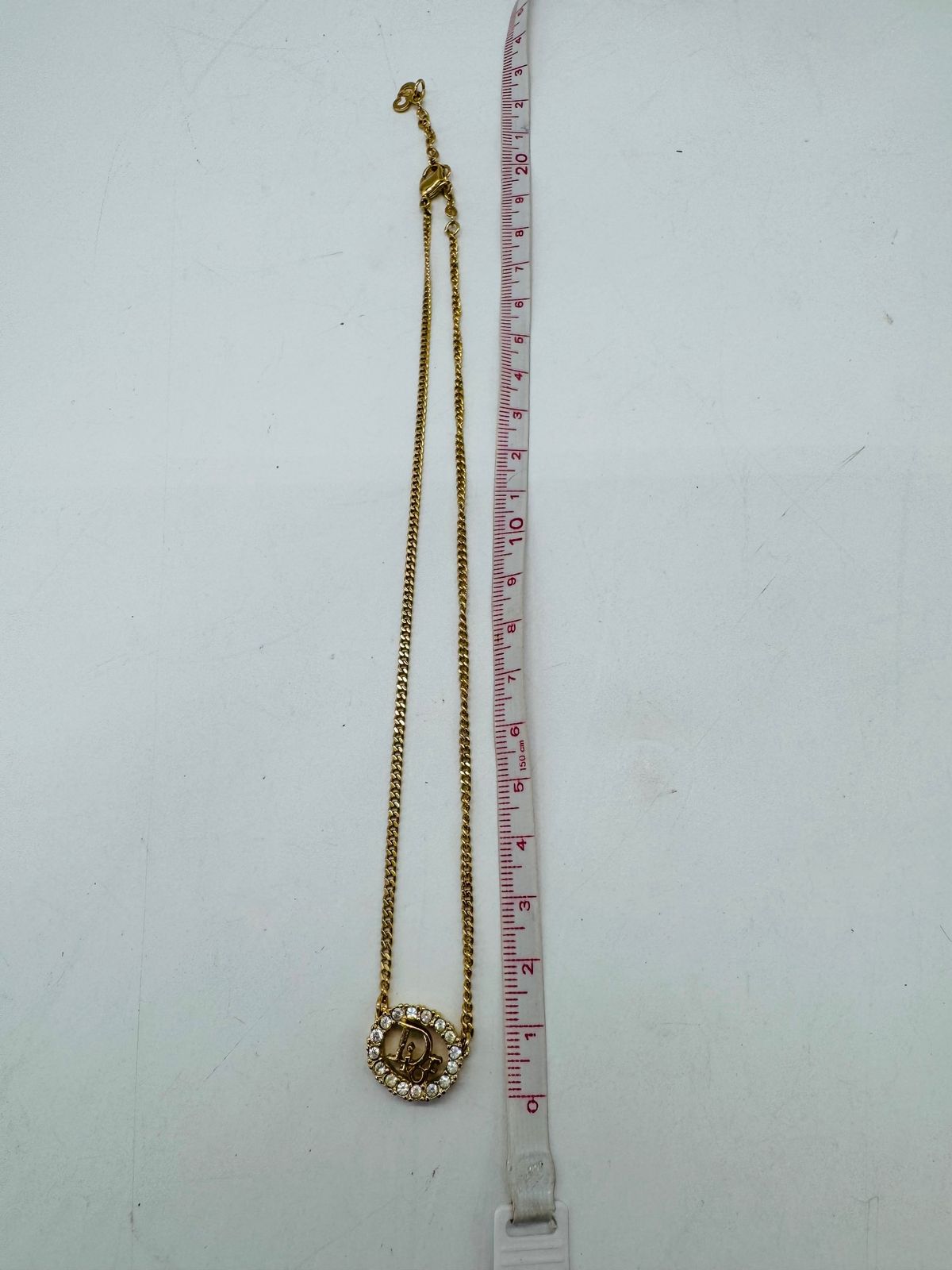 超美品】 DIOR ディオール ロゴ ラインストーン チェーン ネックレス