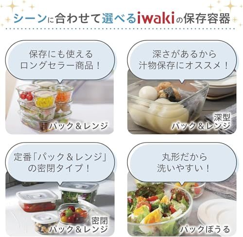 iwaki(イワキ) 耐熱ガラス 保存容器 シンジカトウ Petit bois 4個