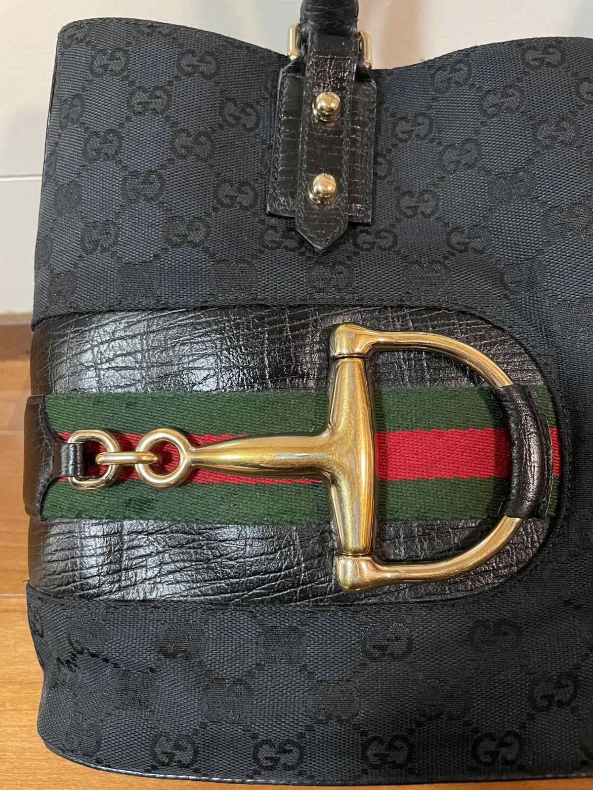 GUCCI グッチ ホースビット シェリーライン GGキャンバス トートバッグ