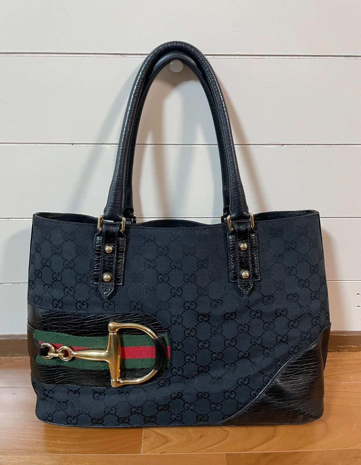 GUCCI グッチ ホースビット シェリーライン GGキャンバス トートバッグ