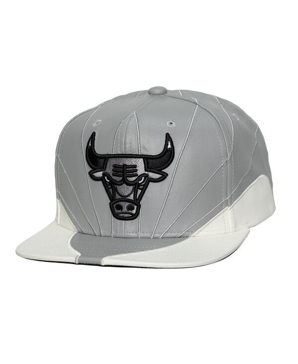 ミッチェルネス メンズ アクセサリー 帽子 レザー Mitchell Ness Mens and Womens GrayWhite Chicago Bulls Day 12 TwoTone leath