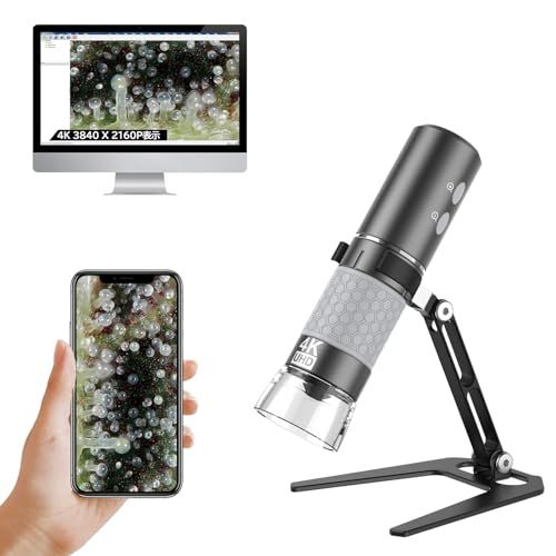 USB顕微鏡4K WiFi の顕微鏡は立場を改善しました iPhone Android PC対応、50-1000X USB デジタルの顕微鏡無線 HD の内視鏡のカメラ、 iPhone iPad Android 電話タブレット Windows 360fad1c 6,817円