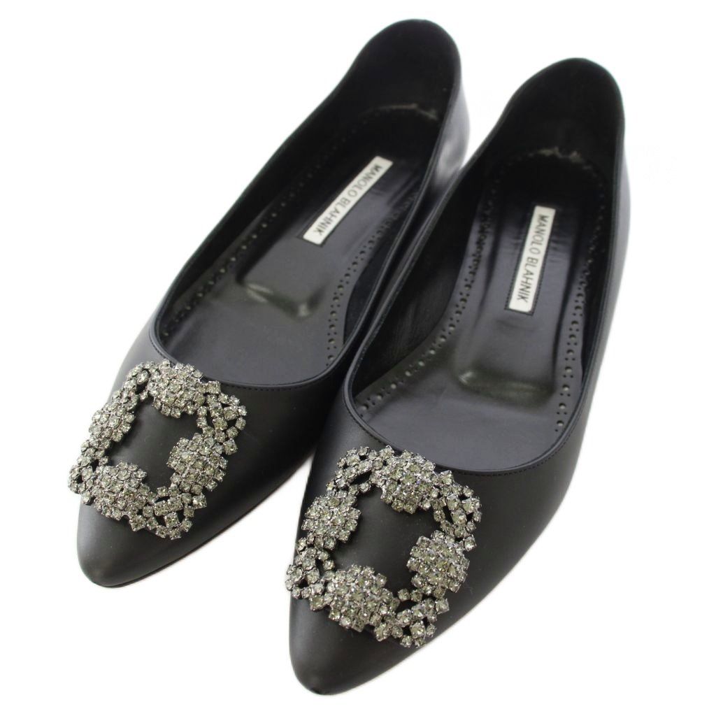 マノロブラニク MANOLO BLAHNIK ハンギシ パンプス ビジュー レザー