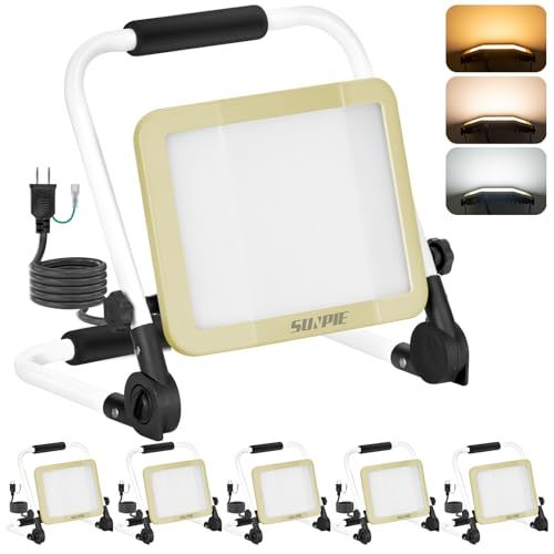 ☆新品☆「SUNPIE」LED投光器 ライト 屋外 作業灯 フラッドライト 三面発光広角210度 折り畳み式 60W 10000LM高輝度 昼光色 温白色 電球色 3色切替 AC90V?260V 長寿命 防水IP65 集魚灯 防犯灯 駐車場灯 2年保証 (3色