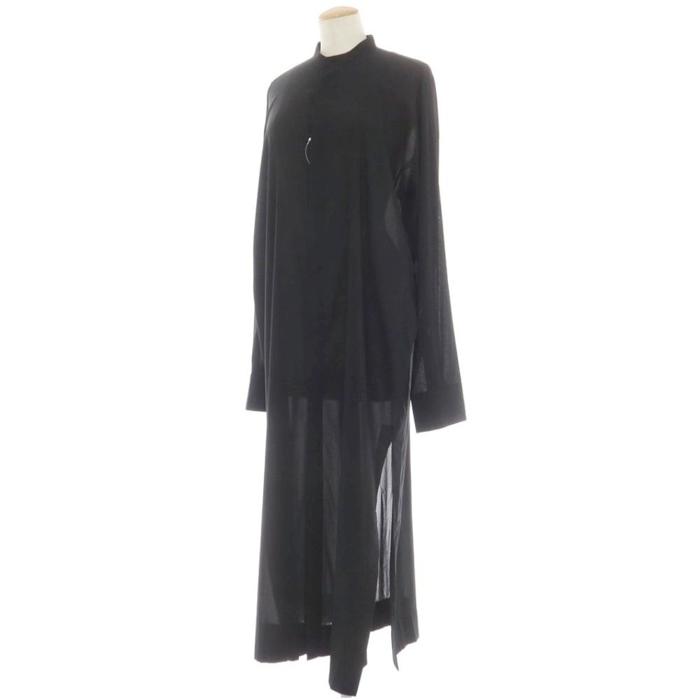【中古】イッセイミヤケ ISSEY MIYAKE 2025年春夏 コットン系 ロング シャツ ワンピース ブラック【サイズ表記なし（L位）】【レディース】