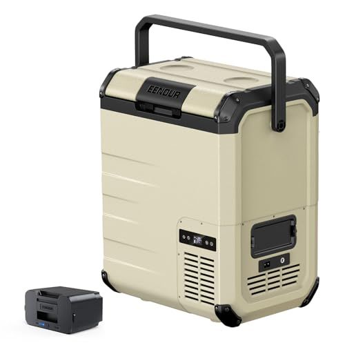 ☆新品☆EENOUR 車載冷蔵庫 D23 23L -20℃?10℃ バッテリー1個付き 小型 両開きフタ コンプレッサー式 4WAY電源対応 AC100V DC12V/24V 電池 ポータブル冷蔵庫 コードレス式 急速冷凍 大容量 省エネ 静音 軽量 コンパク