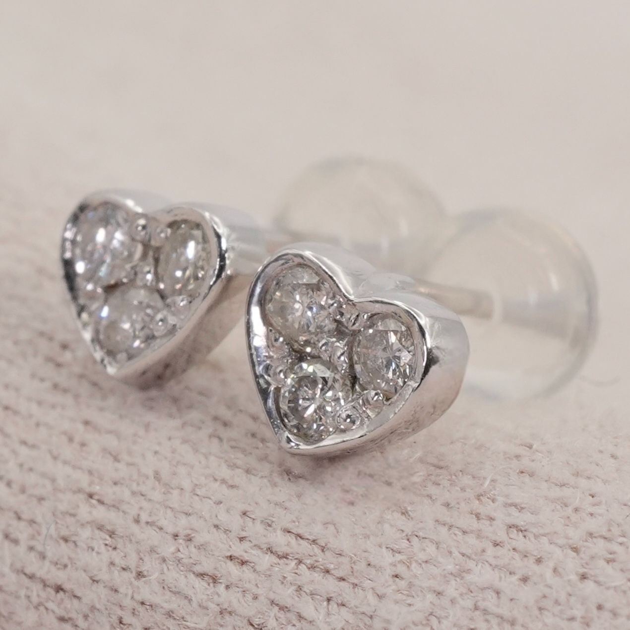 Pt900 ハート プラチナ ダイヤ 0.2ct パヴェ ピアス/26-0365 - メルカリ