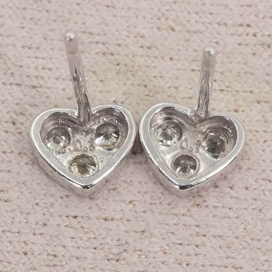 Pt900 ハート プラチナ ダイヤ 0.2ct パヴェ ピアス/26-0365 - メルカリ