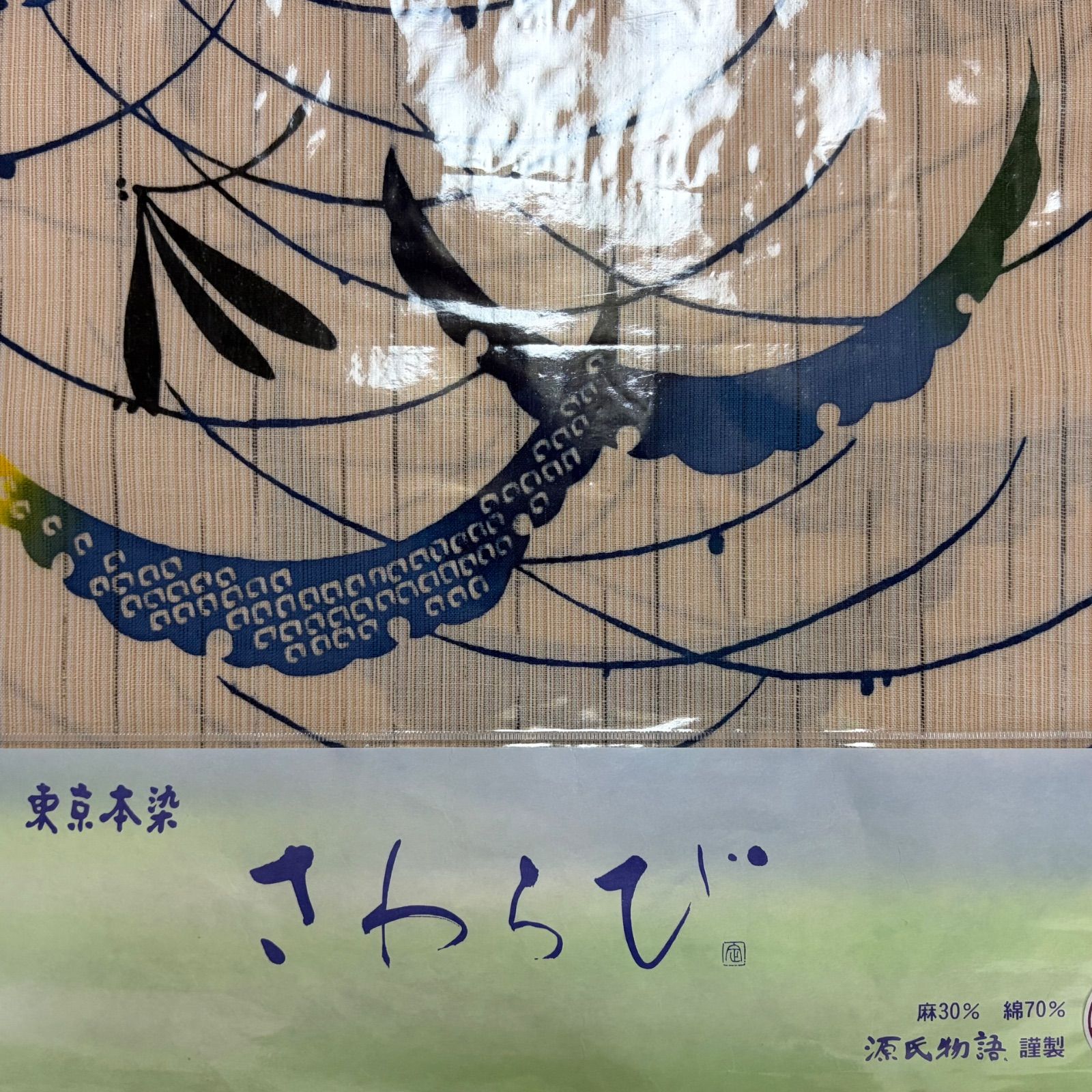 源氏物語浴衣反物 東京本染 さわらび 綿麻素材 さわらび 反物 源氏物語
