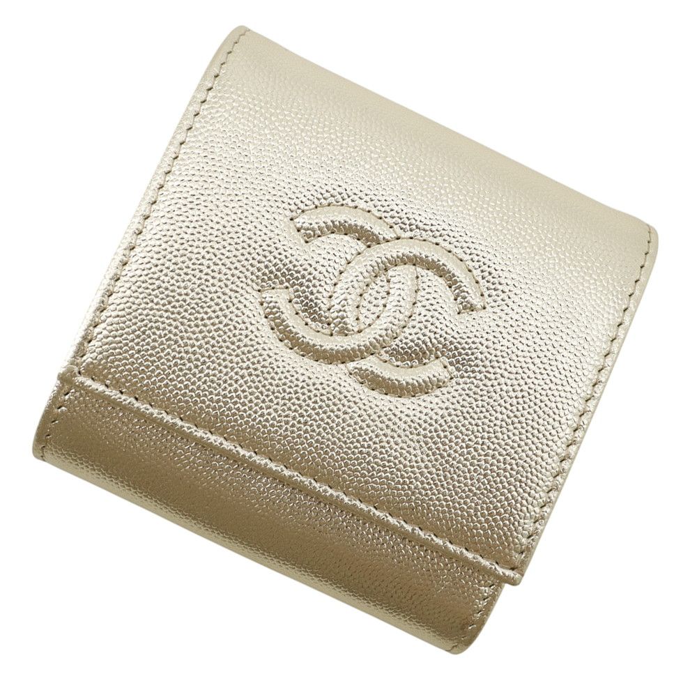 シャネル 二つ折り財布 ココマーク スモール フラップ ウォレット キャビアスキン AP4709 CHANEL 財布