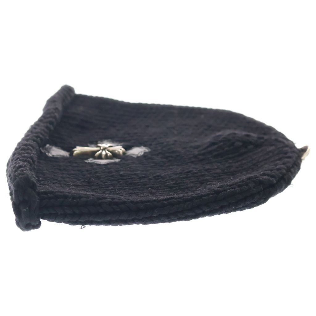 CHROME HEARTS クロムハーツ BEANIE CROSS PATCH スモールCHクロス クロスパッチ付き ビーニー ニット帽 ブラック CHROME HEARTS (クロムハーツ) BEANIE CROSS PATCH スモールCHクロス