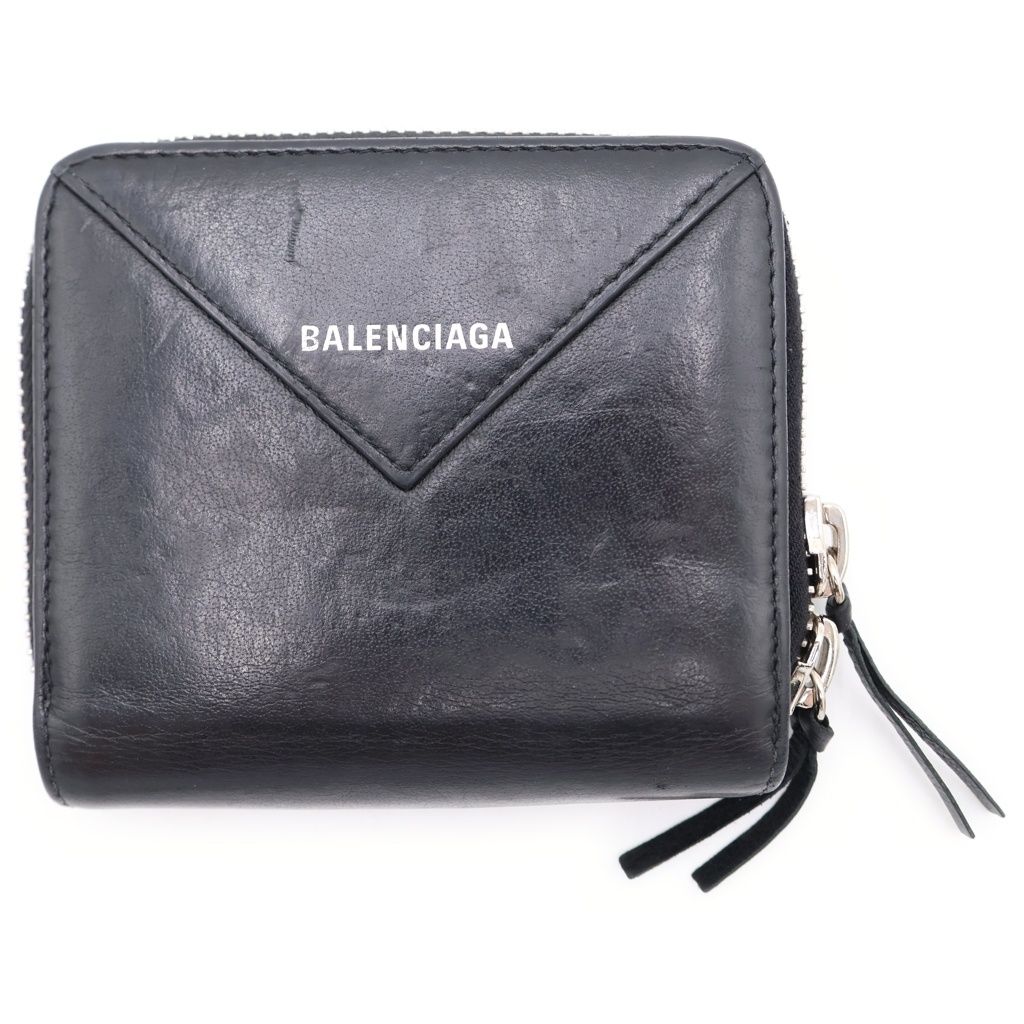BALENCIAGA (バレンシアガ) PAPIER ZA BILLFOLD ペーパーザビルフォード ラウンドジップ ミニウォレット 2つ折り 財布 ブラック 371662 12,243円