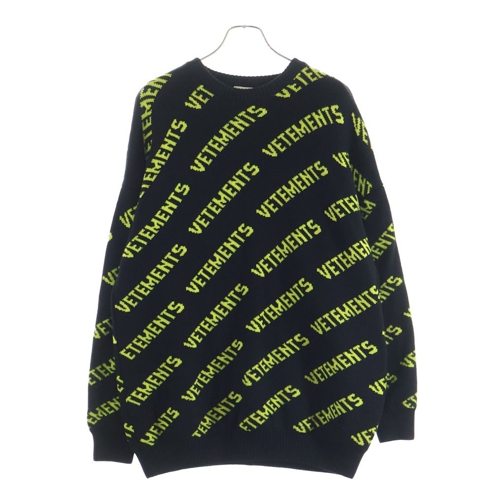 VETEMENTS (ヴェトモン) 21AW ロゴ総柄 ジャガードニット セーター ブラック UA52KN600B UA52KN600B