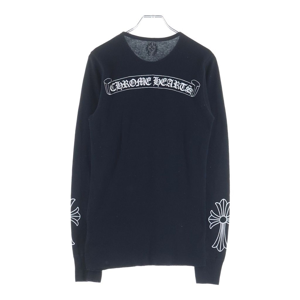 CHROME HEARTS 長袖 ブラック サーマル CHROME HEARTS (クロムハーツ) Thermal Arm Cross L/S Tee サーマル