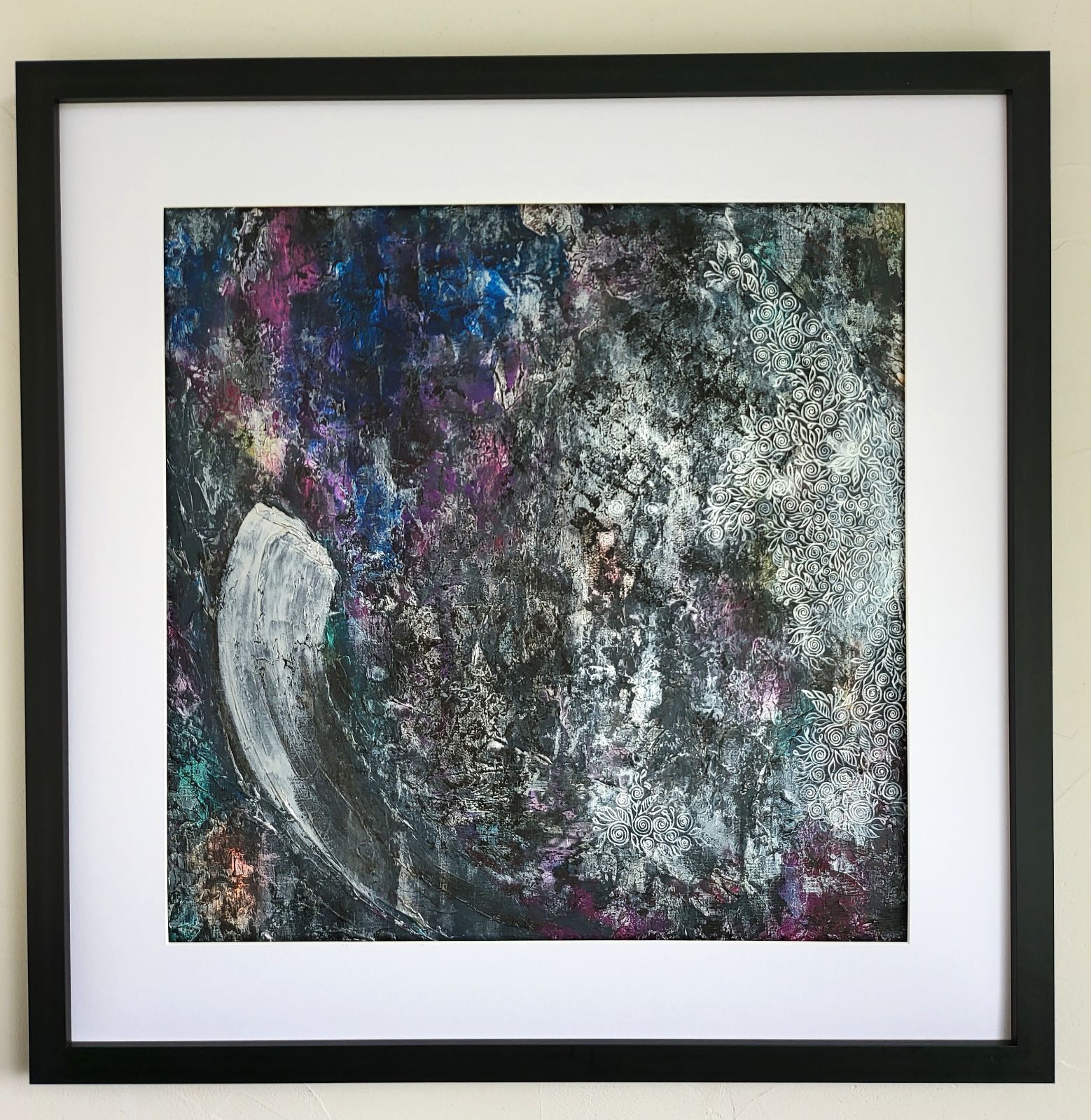 スワロウテイル / 抽象画 49×49㎝ キャンバスボード 額縁セット 原画