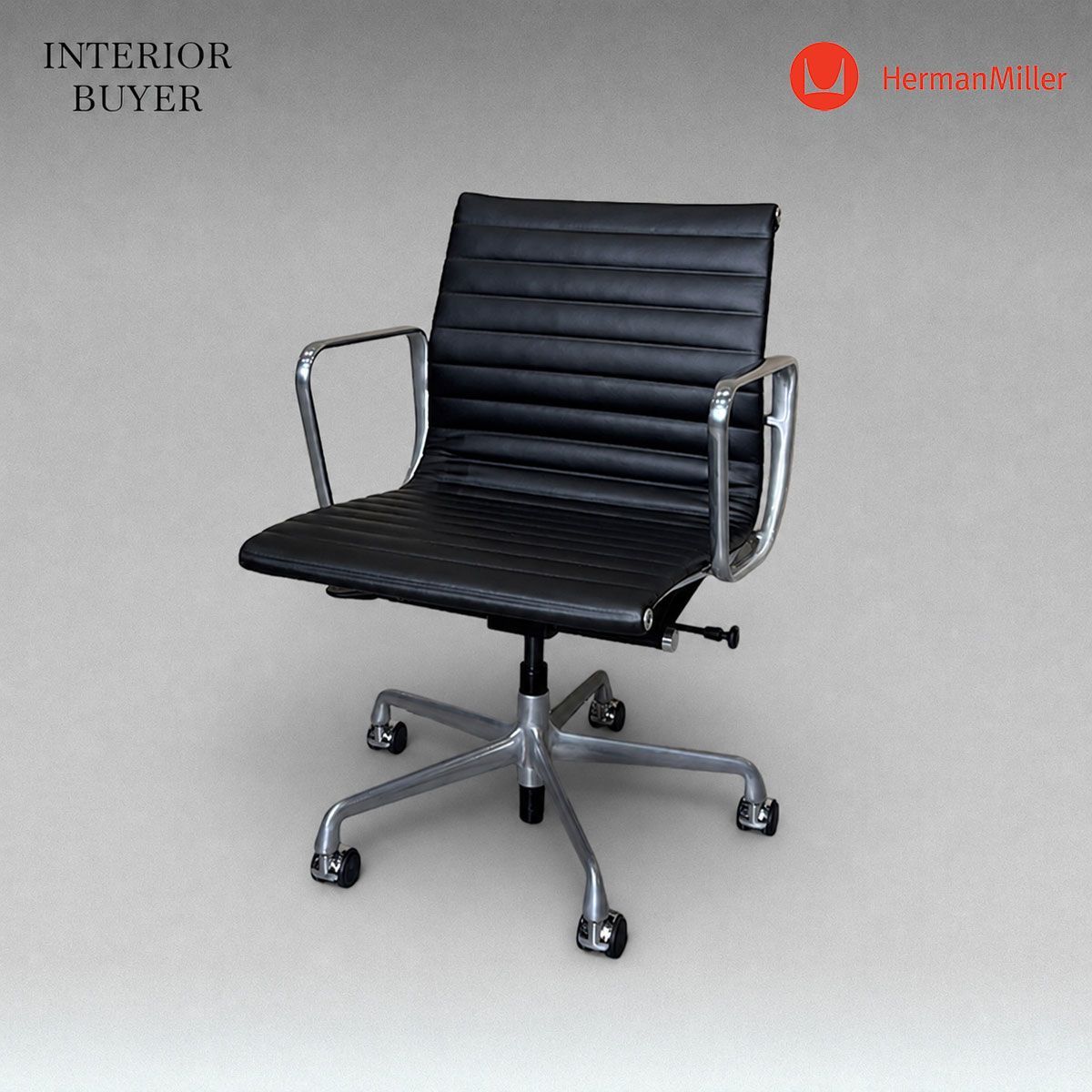 Herman Miller ハーマンミラー Eames Aluminum Management Group Chair イームズ アルミナム マネジメント グループ チェア キャスター レザー ブラック チャールズ&レイ・イームズ 定価46万