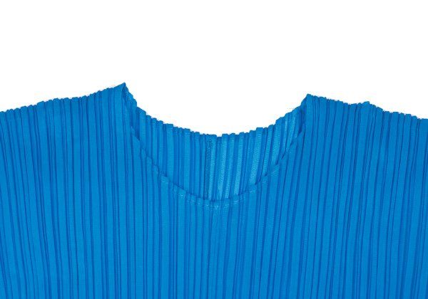 プリーツプリーズPLEATS PLEASE 切替スリーブ半袖ワンピース 青3