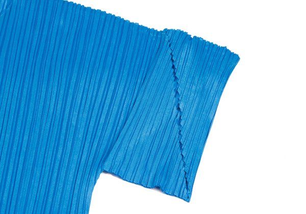 プリーツプリーズPLEATS PLEASE 切替スリーブ半袖ワンピース 青3