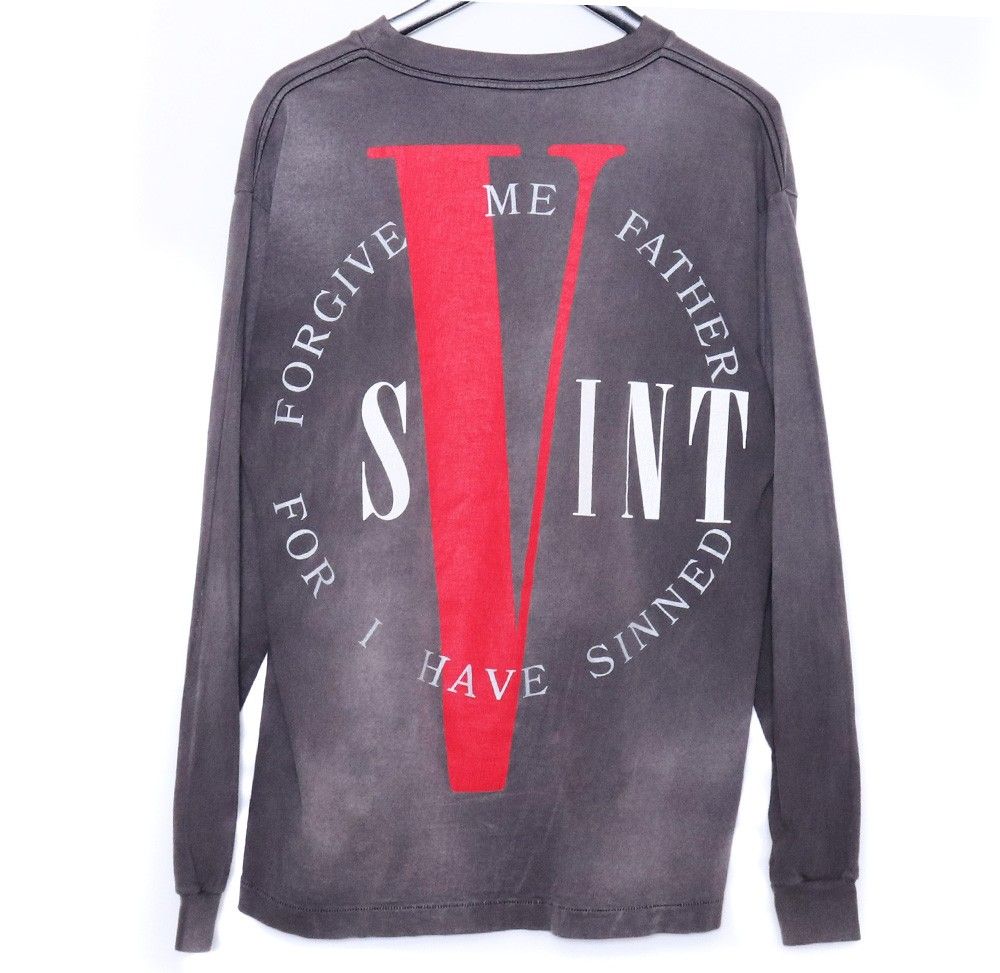 セントマイケル　ヴィーロン　ロンT SM-S22-0000-068 ダメージ加工 SAINT MICHAEL×VLONE ロングスリーブTシャツ Mサイズ ブラック SM-S22