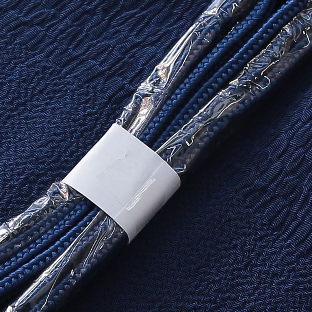 お買い得品！未使用品 帯締め・帯揚げセット 正絹 角組紐 冠組 ふくれ織 紺系 1254-01078