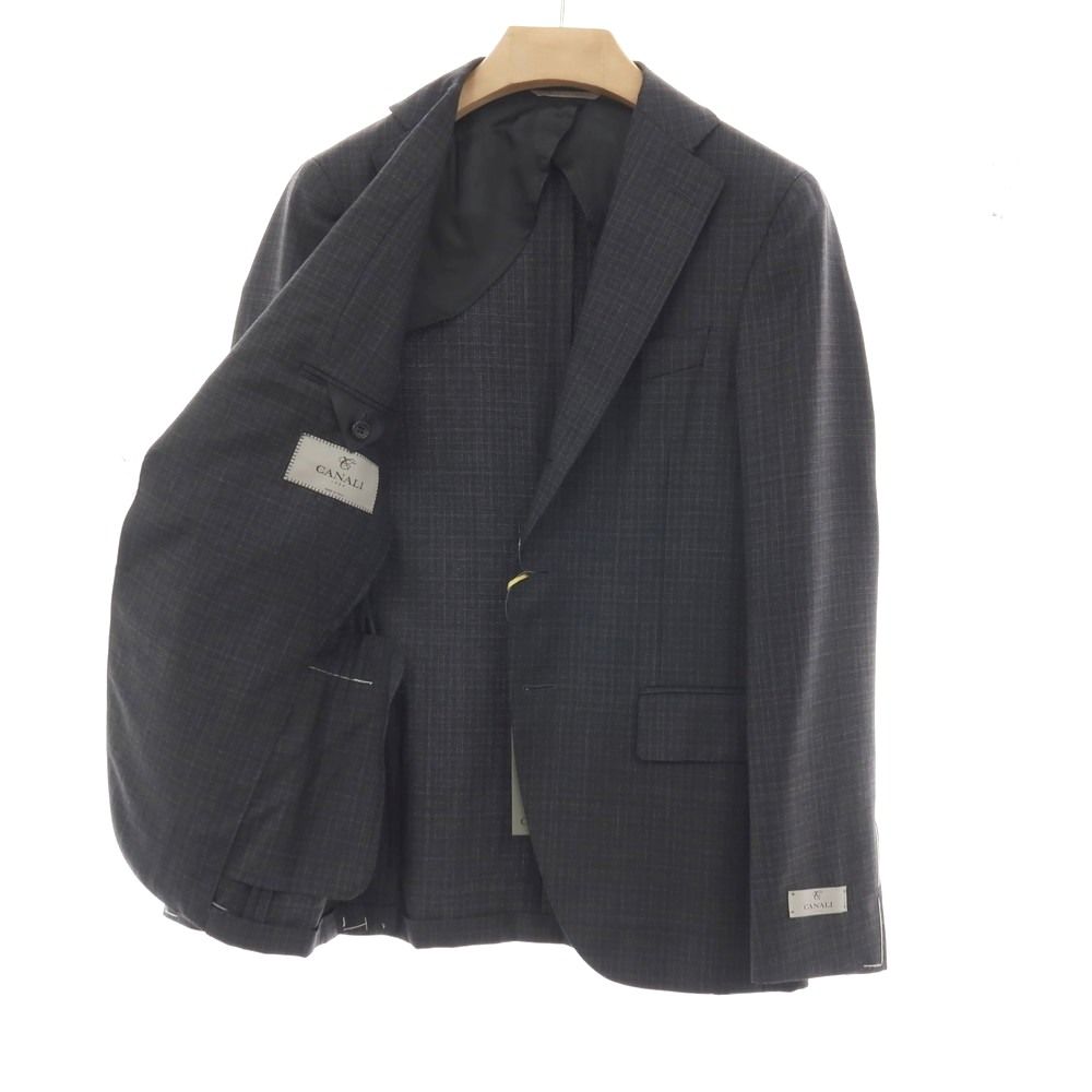 新品】カナーリ CANALI ウール チェック 3B 3つボタンスーツ グレーx