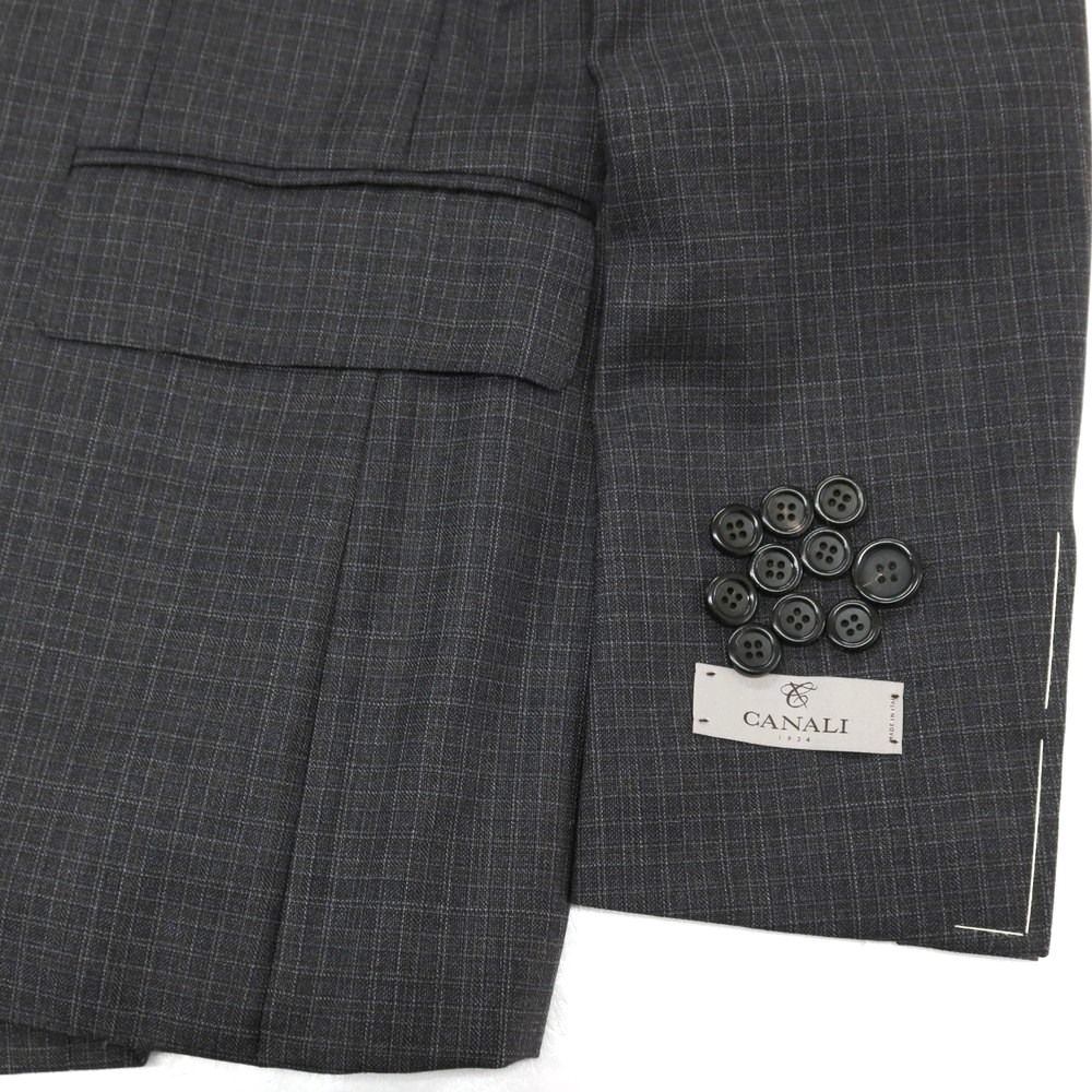 新品】カナーリ CANALI ウール チェック 3B 3つボタンスーツ グレーx