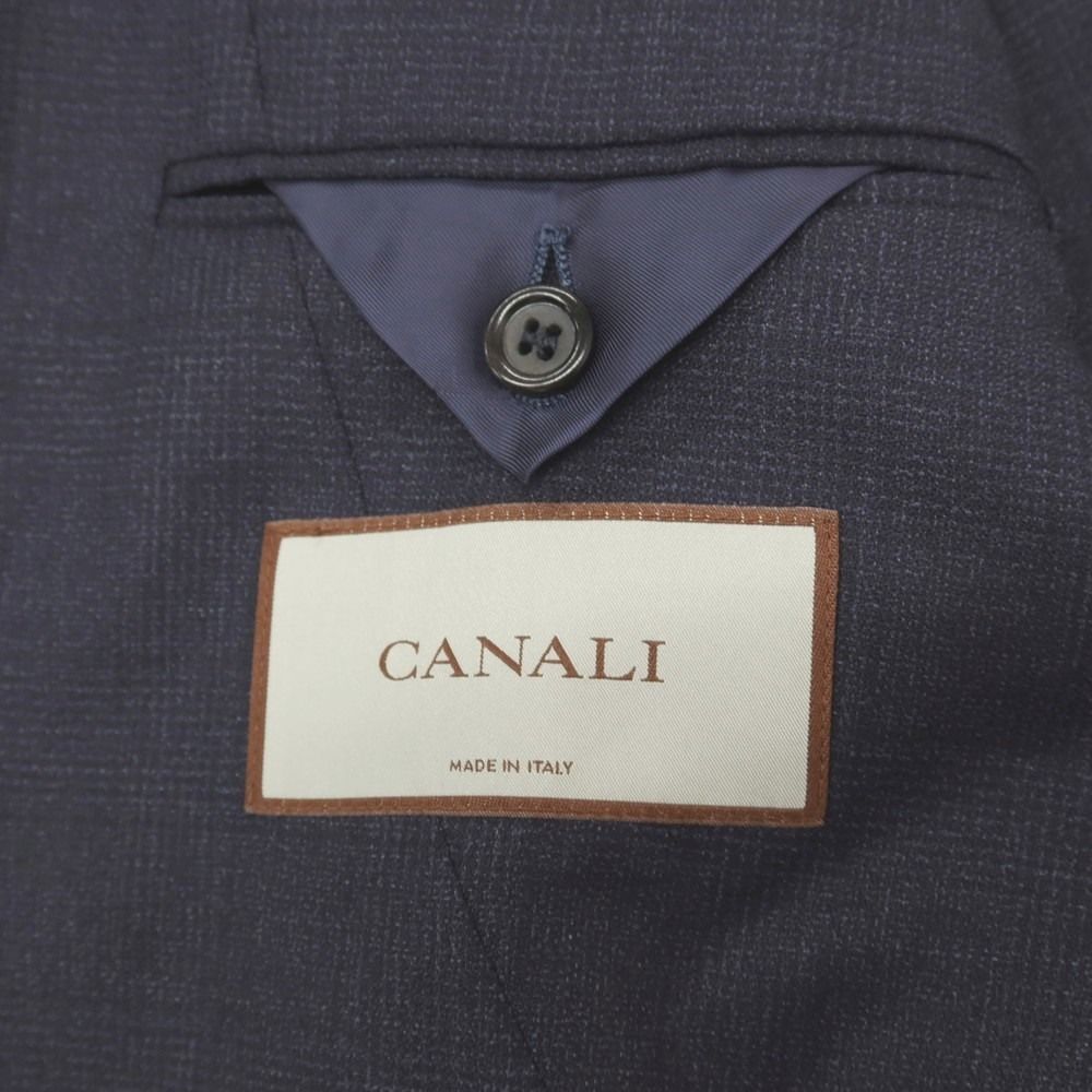 新品】カナーリ CANALI ウール チェック 3つボタンスーツ ネイビー