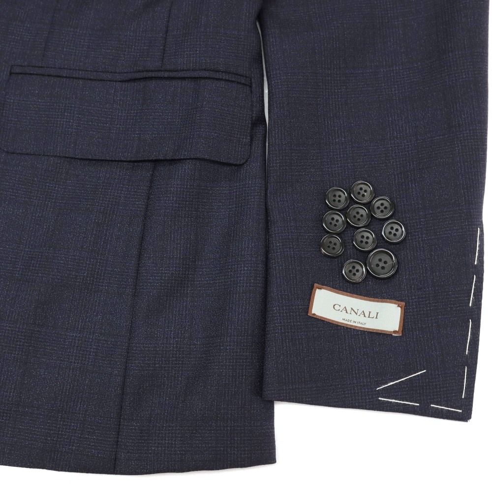新品】カナーリ CANALI ウール チェック 3つボタンスーツ ネイビー