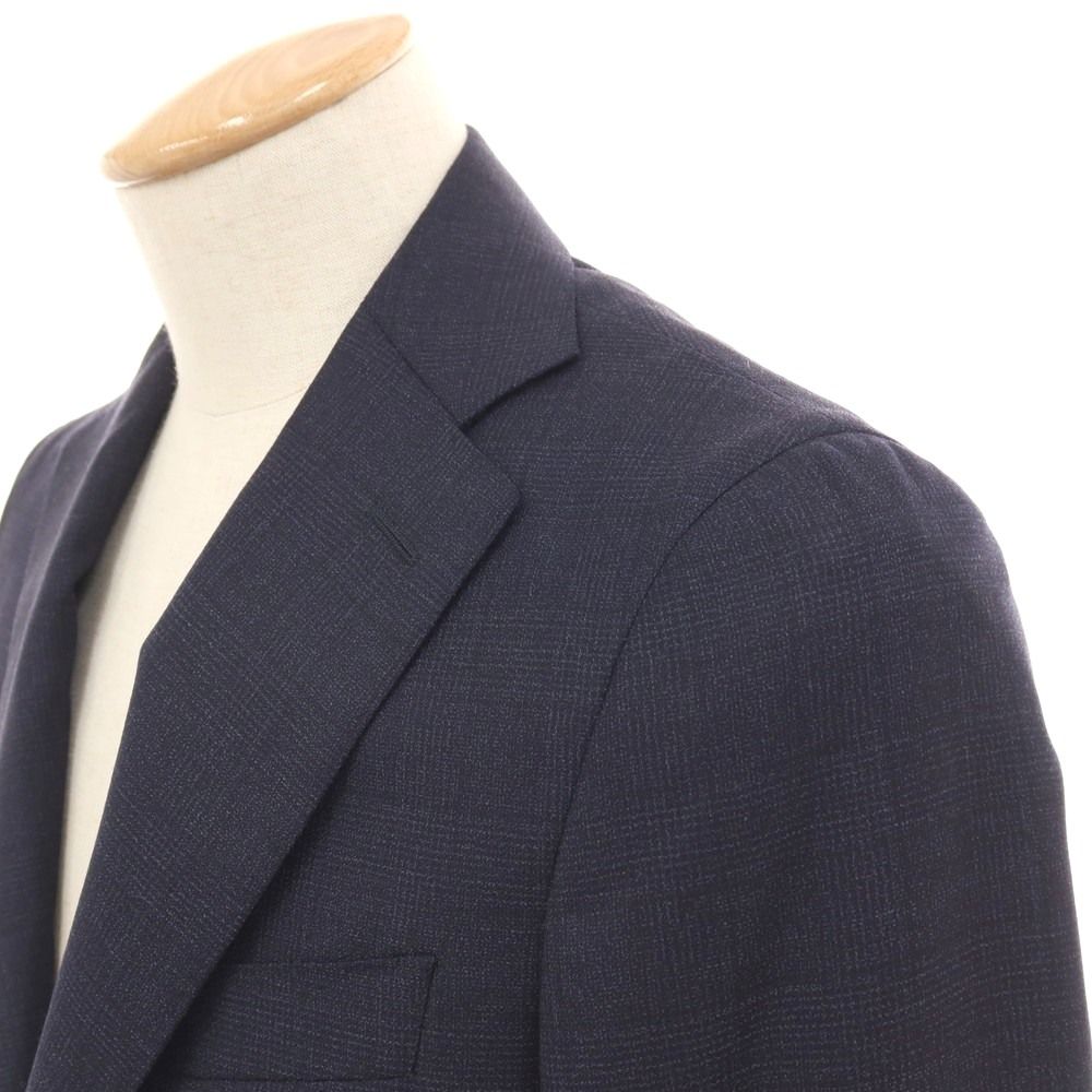 新品】カナーリ CANALI ウール チェック 3つボタンスーツ ネイビー
