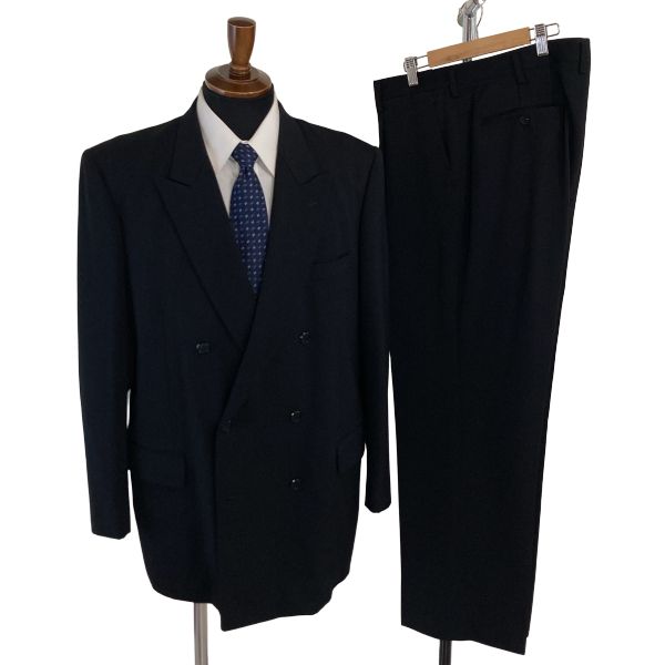NIKKE FORMAL FABRIC 6つボタンダブルブレスト フォーマル ブラックスーツ BB7 XL ブラック 無地 ワンタック 春夏 開き見せ 8500 6XG091 【送料無料】【中古】【メンズビジネス】202607