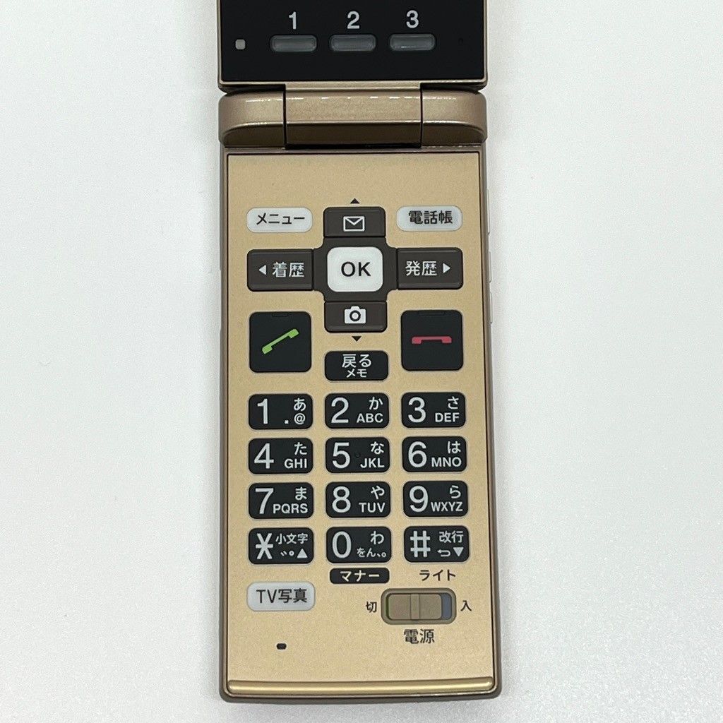 美品 かんたんケータイ KYF38 au SIMロック解除済 シャンパンゴールド