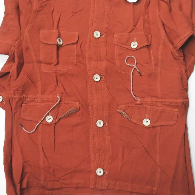 bukht ブフト 日本製 SAFARI JACKET サファリジャケット B-M91405 2(M) BRICK(レンガ) ノーカラー ミリタリー ワーク アウター【新古品】【中古】【bukht】 bukht ブフト 日本製 SAFARI JACKET サファリジャケット B-M91405 2(M