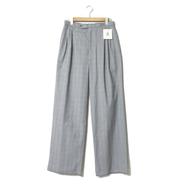 新品 mando マンド 21SS 日本製 GLEN CHECK TUCK WIDE PANTS