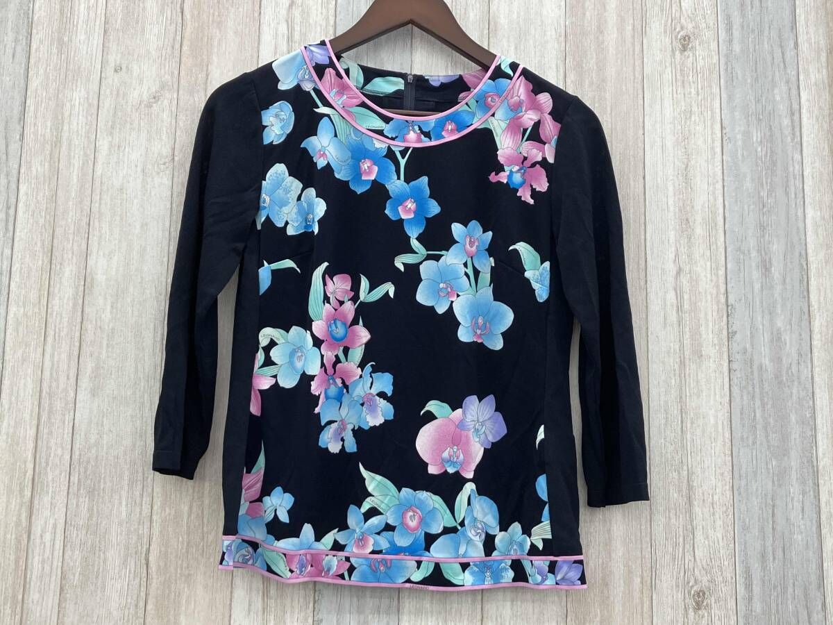 LEONARD/レオナール/長袖Tシャツ/カットソー/40サイズ/L/クルーネック/花柄/レーヨン混 24,616円
