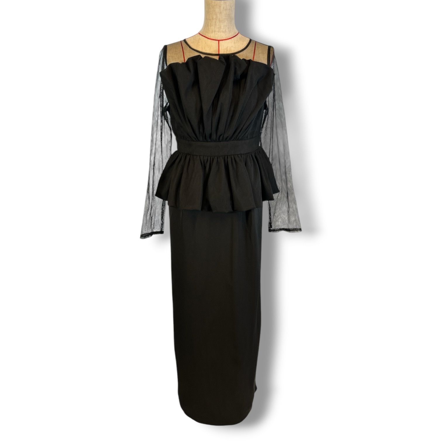 新品 タグ付 未使用 et.UNiVER エトユニベール Eclipse dress オケージョンドレス ワンピース シアー ギャザー チュール 透け感 ブラック 黒 サイズM レディース 春 夏 ゴーゴー古着セントラルパーク名古屋店 29 No.久2787