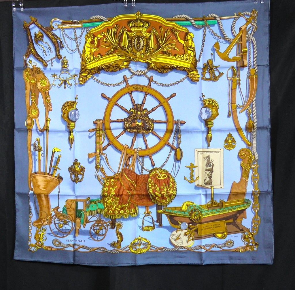 新品 HERMES エルメス スカーフ カレ90 大判シルク100% Musée D676