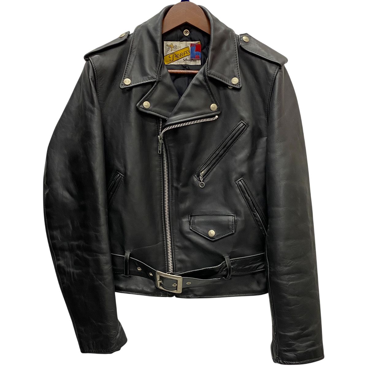 ショット SCHOTT 80's 90's Perfecto USA製 バイカータグ後期 ダブルライダース レザー ジャケット ブラック 38サイズ 201MT-6392 VB