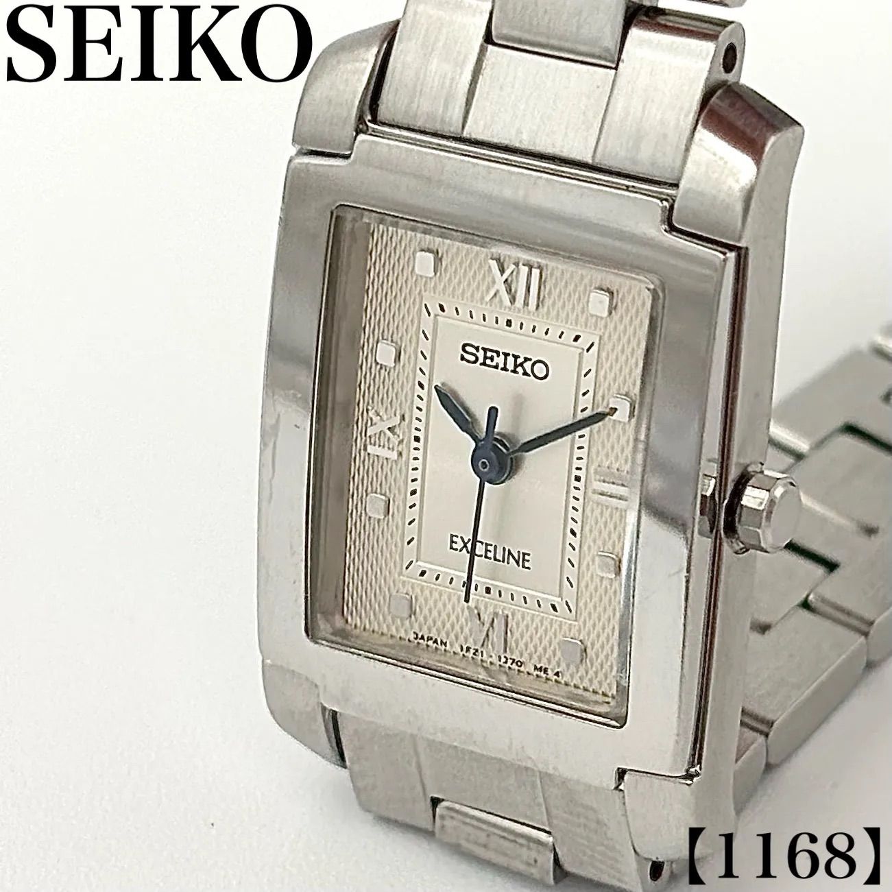 稼働品 Working item セイコー エクセリーヌ SEIKO EXCELINE 腕時計 レディース Women クォーツ Quartz 1F21-5D60 アナログ スクエア型 シルバー 1168