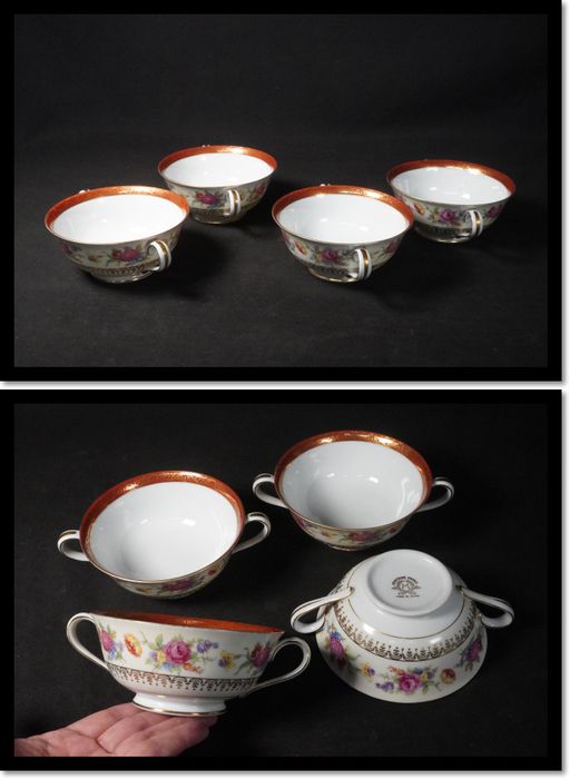 ノリタケ スープカップ 4客 オールドノリタケ 時代 骨董 金彩 Noritake