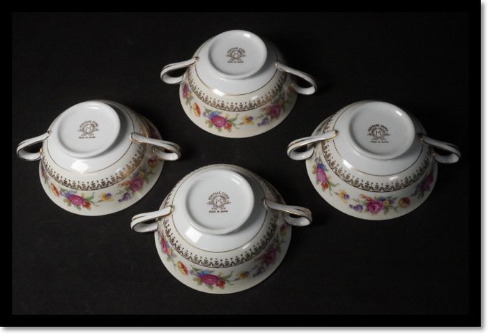 ノリタケ Noritake 金彩　スープポット スープチューリン　ヴィンテージ ノリタケ スープカップ 4客 オールドノリタケ 時代 骨董 金彩 Noritake